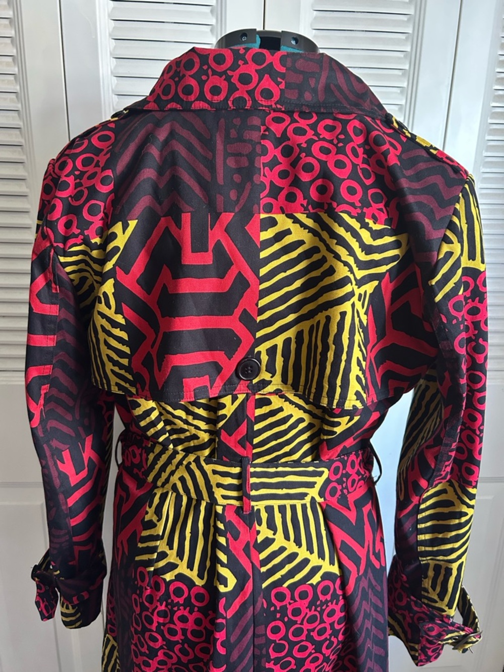 DIYANU African Print Trench Coat Women XL Ankara Belted Statement Jacket - Picture 6 of 11